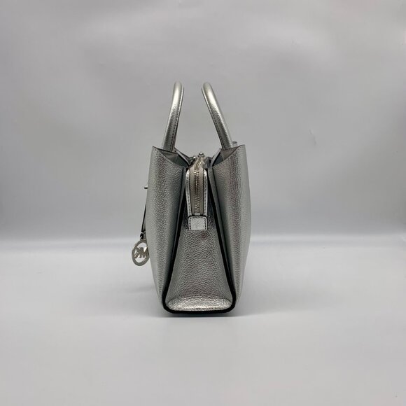 Michael Kors Silver Pebbled Leather Small Ruthie Satchel - Picture 3 of 10